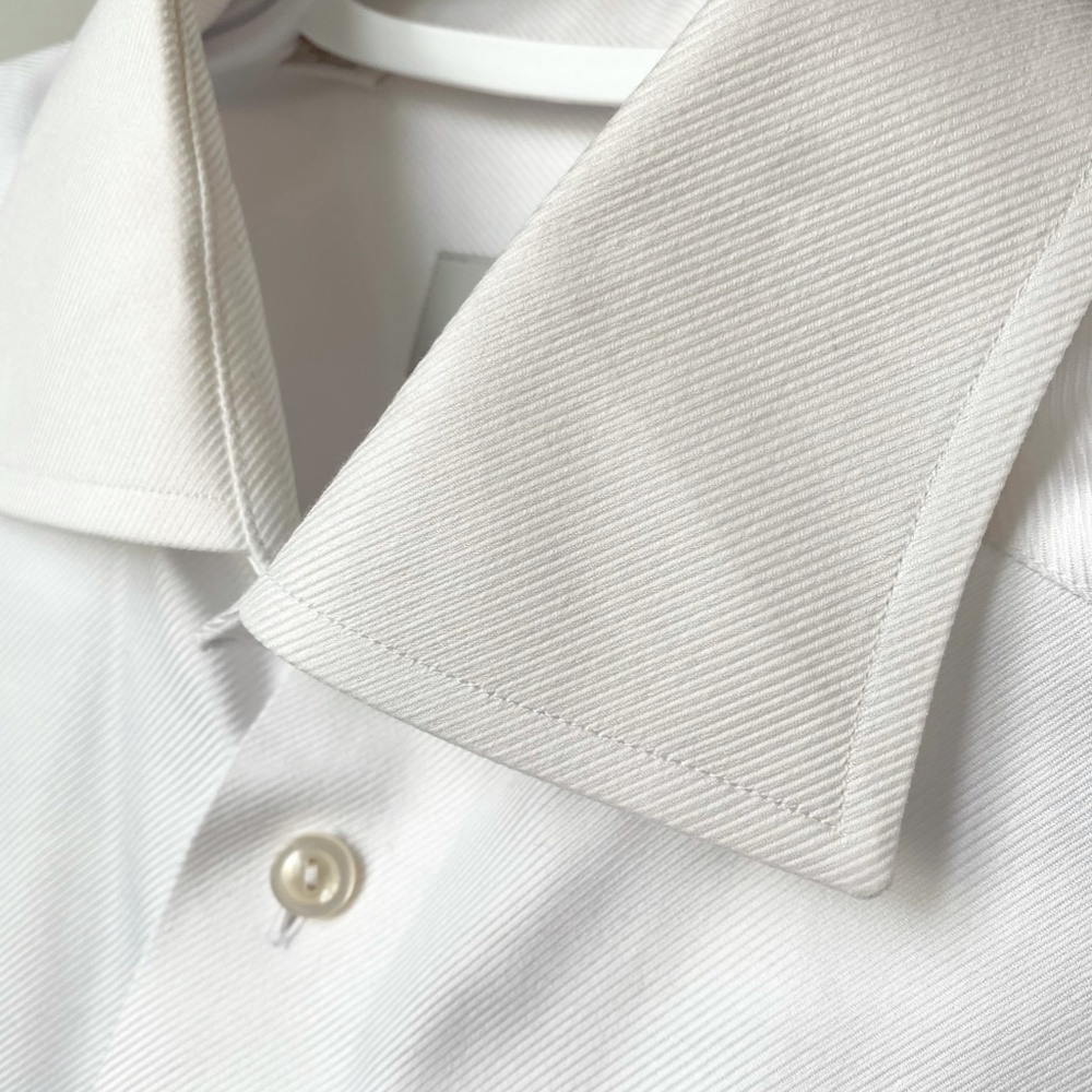 ETON Contemporary Fit Textured Mens Long Sleeve Dress Shirt Size 15 White